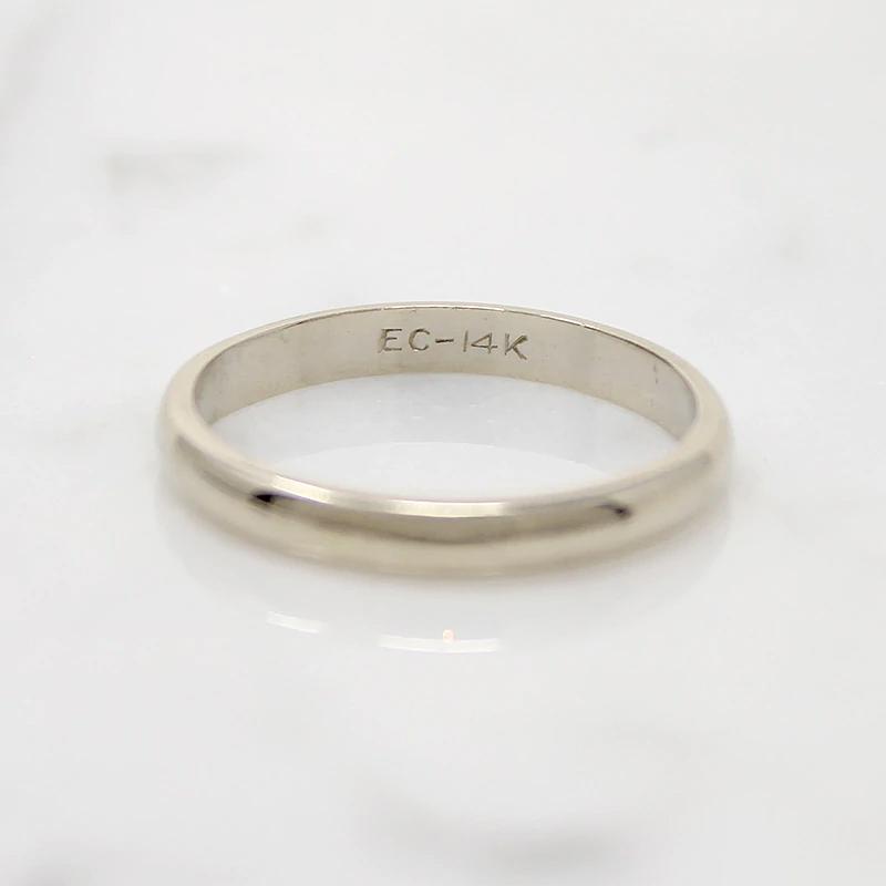 Stylish White Gold Half Round Wedding Band