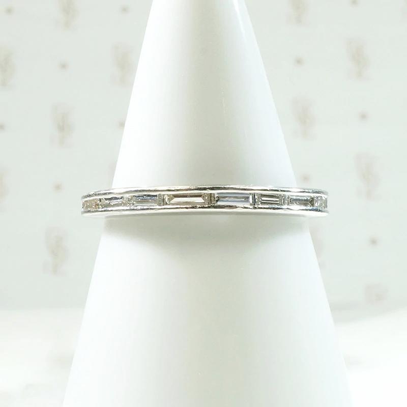 Slim Baguette Diamond Eternity Band in White Gold