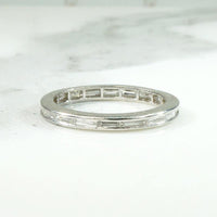Slim Baguette Diamond Eternity Band in White Gold