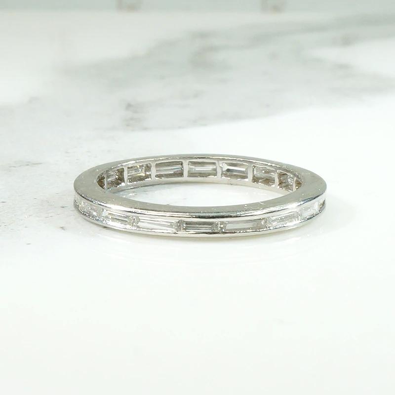 Slim Baguette Diamond Eternity Band in White Gold