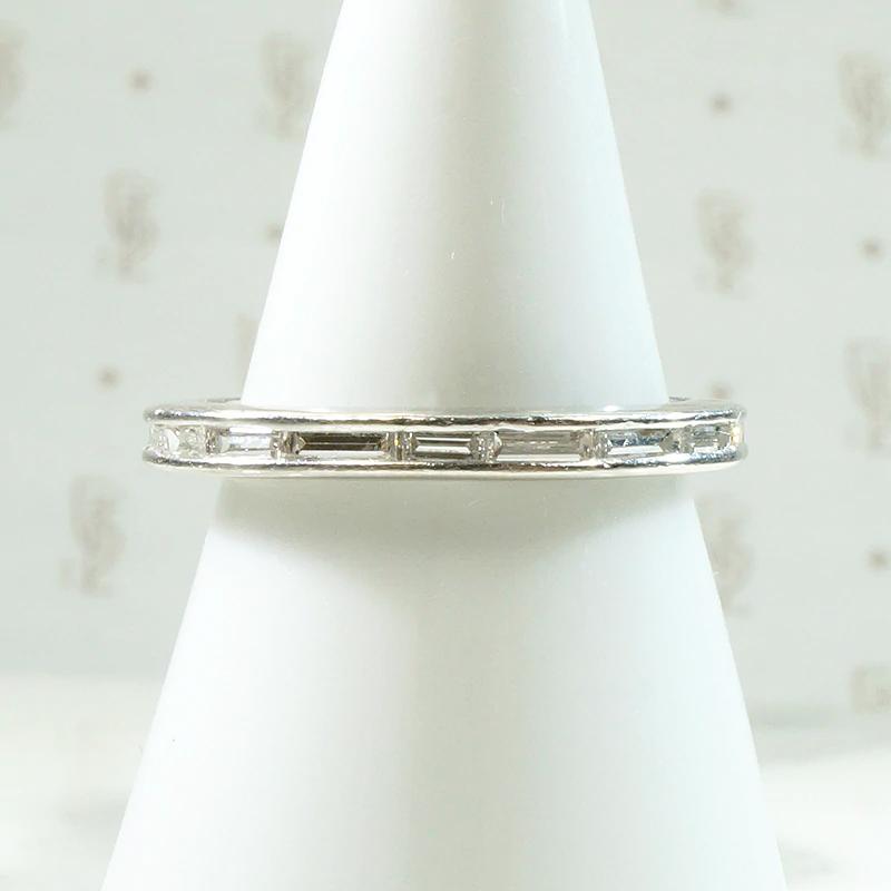 Slim Baguette Diamond Eternity Band in White Gold