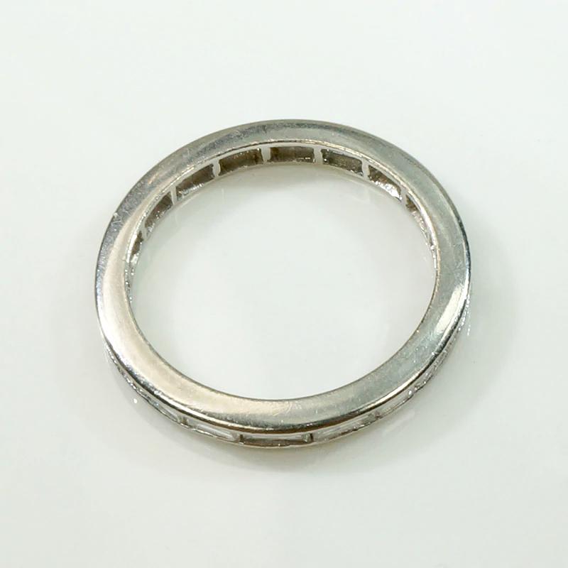 Slim Baguette Diamond Eternity Band in White Gold