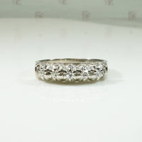 White Gold Filigree Five Diamond Band