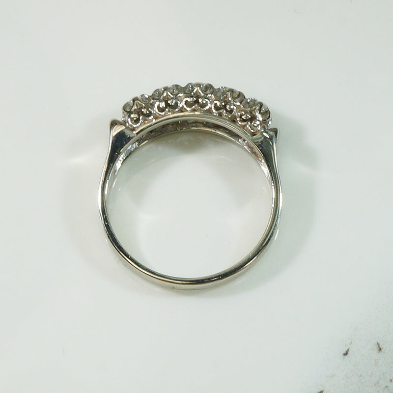 White Gold Filigree Five Diamond Band
