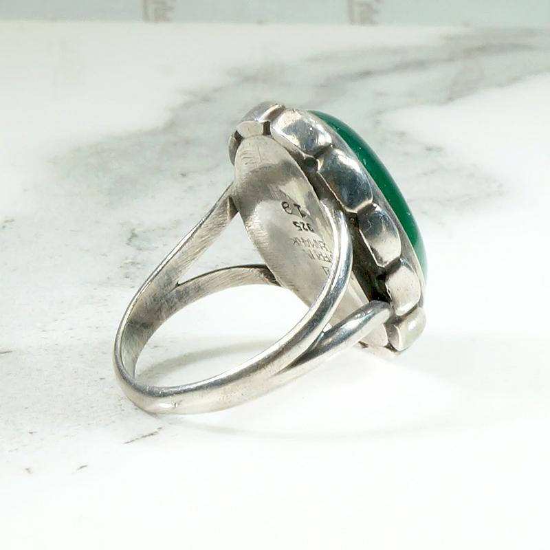 Danish Modern Chrysoprase Ring by Jensen