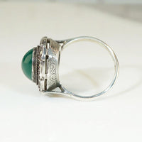 Elegant European Chrysoprase Marcasite & Silver Ring