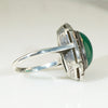 Elegant European Chrysoprase Marcasite & Silver Ring