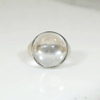 Crystal Ball in Deco Era Silver Ring