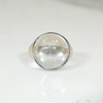 Crystal Ball in Deco Era Silver Ring