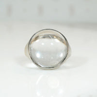 Crystal Ball in Deco Era Silver Ring