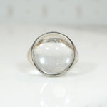 Crystal Ball in Deco Era Silver Ring