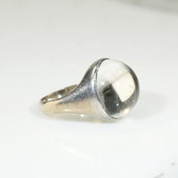 Crystal Ball in Deco Era Silver Ring