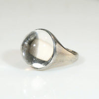 Crystal Ball in Deco Era Silver Ring