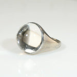 Crystal Ball in Deco Era Silver Ring