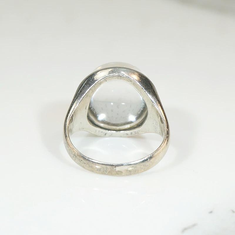 Crystal Ball in Deco Era Silver Ring