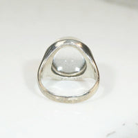 Crystal Ball in Deco Era Silver Ring