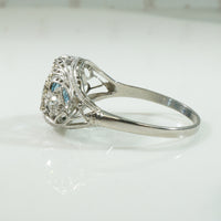 Lacy Platinum Edwardian Aquamarine Ring