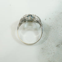 Lacy Platinum Edwardian Aquamarine Ring