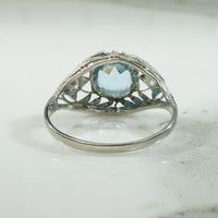 Lacy Platinum Edwardian Aquamarine Ring