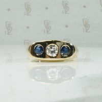 Chunky Sapphire and Diamond Gold Band