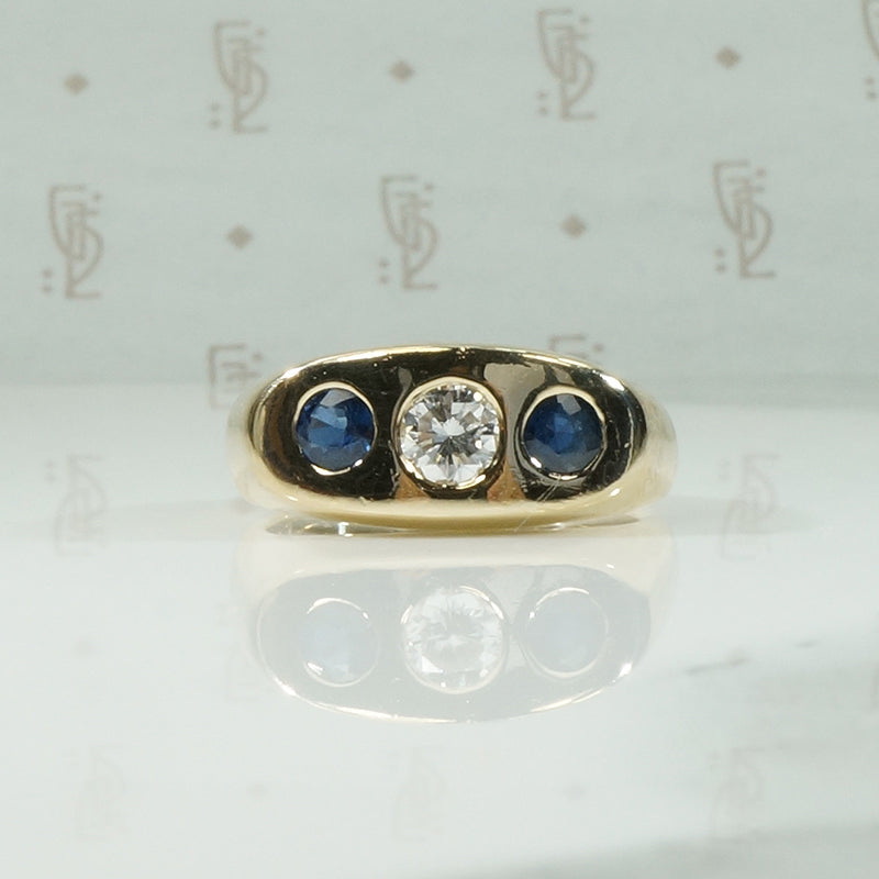 Chunky Sapphire and Diamond Gold Band