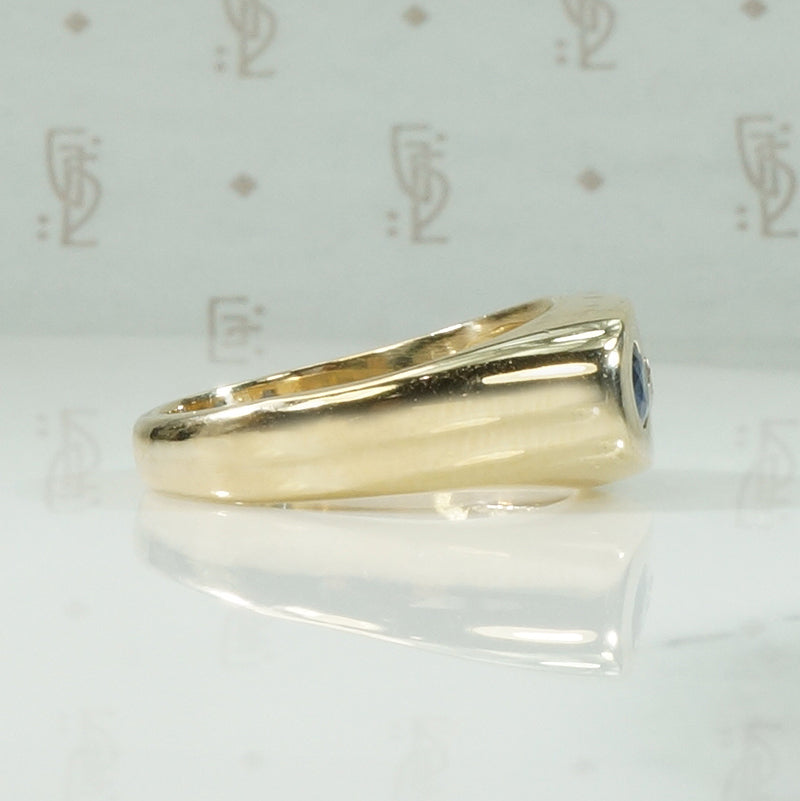 Chunky Sapphire and Diamond Gold Band