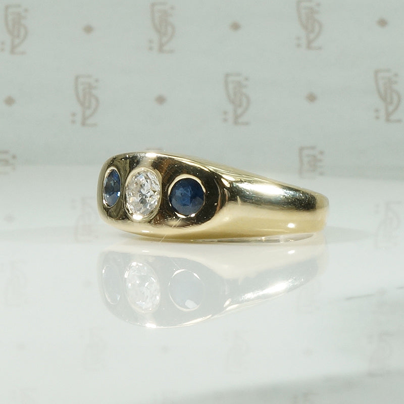 Chunky Sapphire and Diamond Gold Band