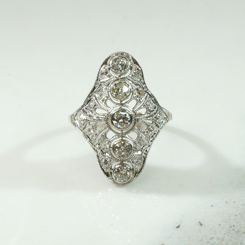 Platinum Filigree OMC Diamond Ring