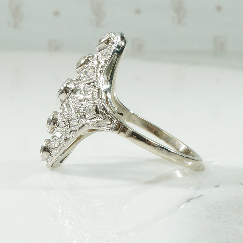 Platinum Filigree OMC Diamond Ring