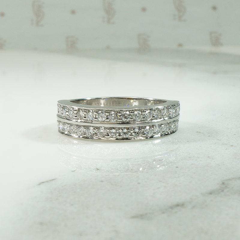 Bold Double Row Platinum Diamond Band