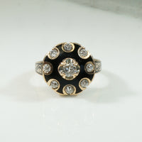 Black Enameled Gold OMC Diamond Ring