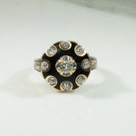 Black Enameled Gold OMC Diamond Ring