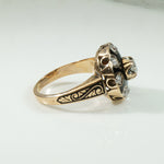 Black Enameled Gold OMC Diamond Ring