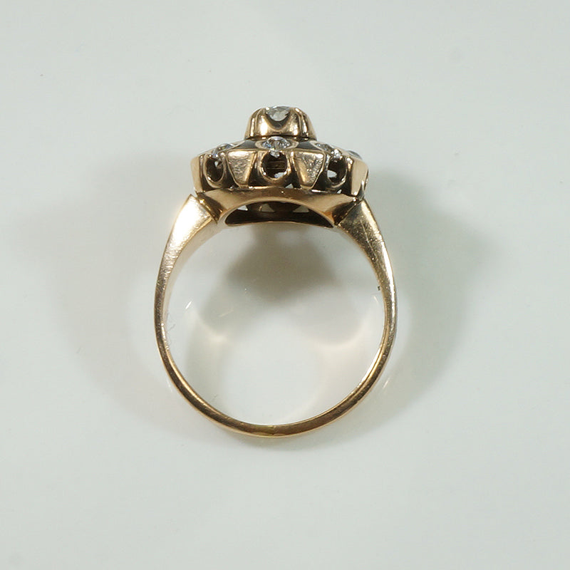 Black Enameled Gold OMC Diamond Ring