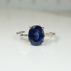 Deep Blue Oval Sapphire and Diamond Platinum Engagement Ring