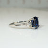 Deep Blue Oval Sapphire and Diamond Platinum Engagement Ring