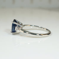 Deep Blue Oval Sapphire and Diamond Platinum Engagement Ring