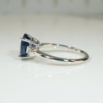 Deep Blue Oval Sapphire and Diamond Platinum Engagement Ring