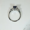 Deep Blue Oval Sapphire and Diamond Platinum Engagement Ring
