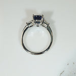 Deep Blue Oval Sapphire and Diamond Platinum Engagement Ring
