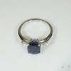 Deep Blue Oval Sapphire and Diamond Platinum Engagement Ring