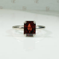 Almandine Garnet White Gold Solitaire