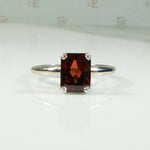 Almandine Garnet White Gold Solitaire
