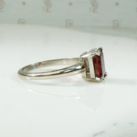 Almandine Garnet White Gold Solitaire