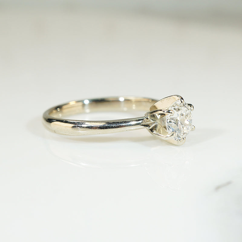 Recycled White Gold Vintage Diamond Solitaire
