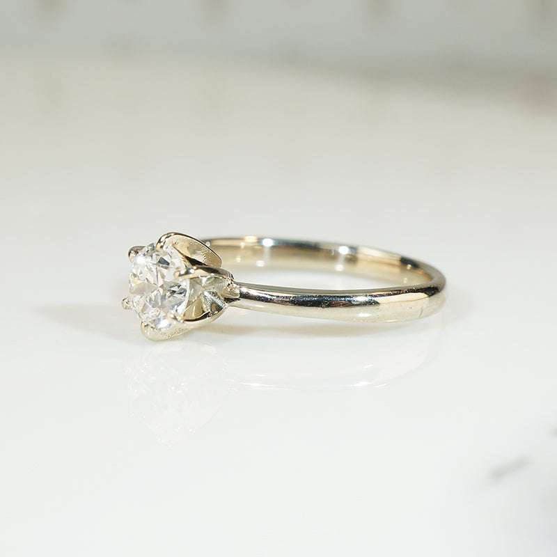 Recycled White Gold Vintage Diamond Solitaire
