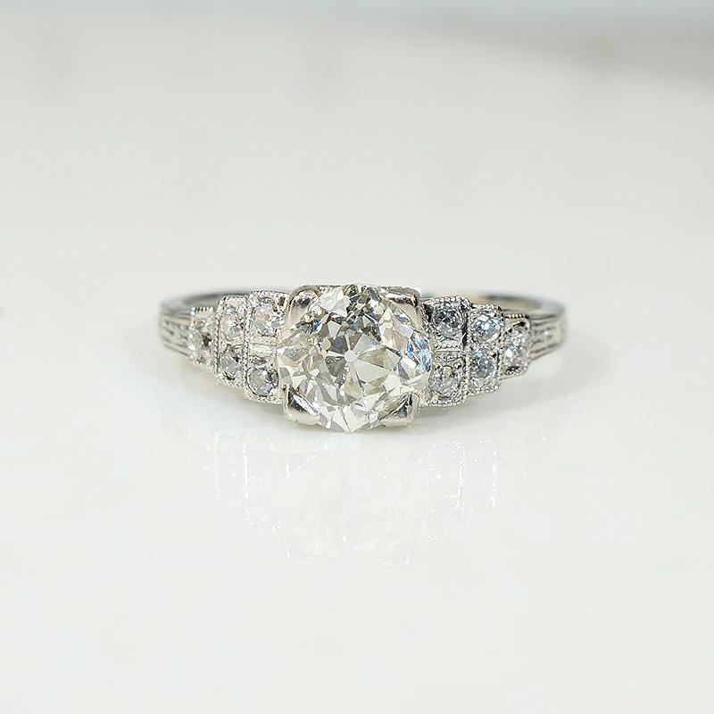 Gorgeous 1ct Old Mine Diamond Deco Step Side Ring