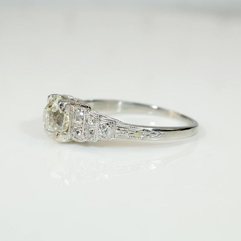 Gorgeous 1ct Old Mine Diamond Deco Step Side Ring