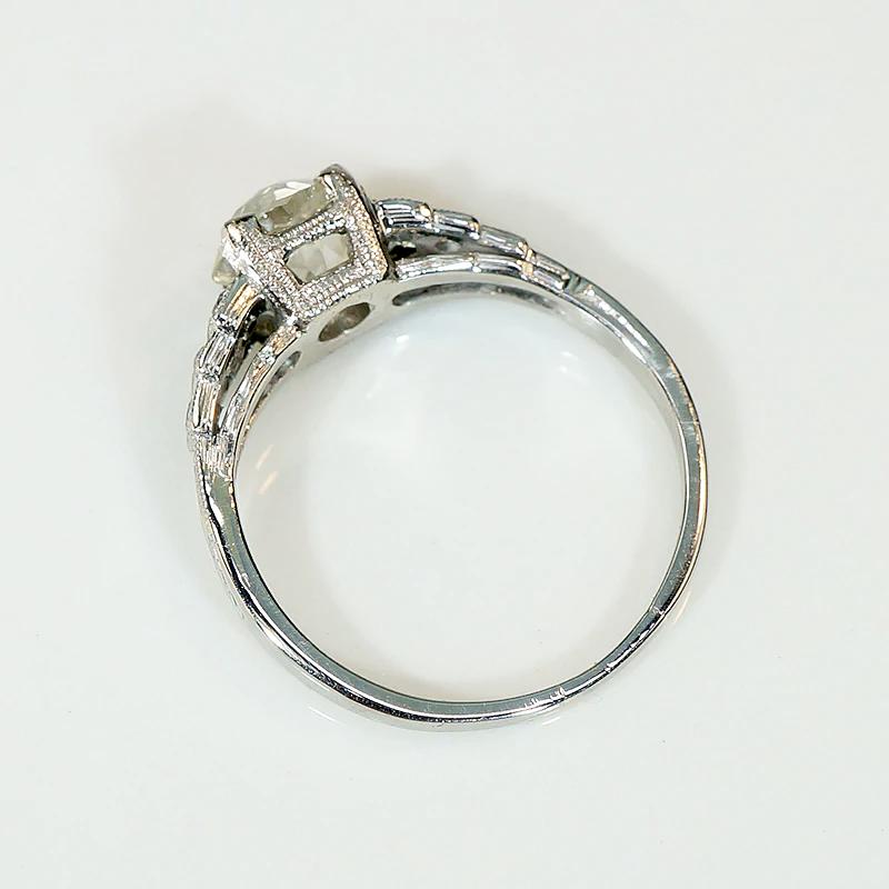 Gorgeous 1ct Old Mine Diamond Deco Step Side Ring
