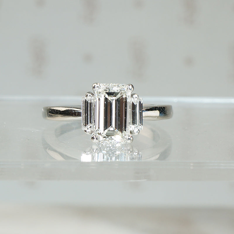 Brilliant Emerald Cut Diamond Engagement Ring